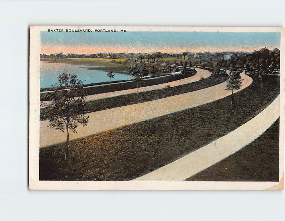 Postcard Baxter Boulevard Portland Maine USA