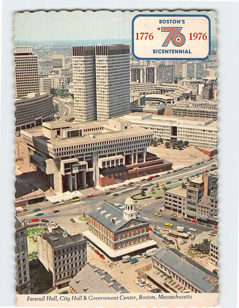 Postcard Faneuil Hall City Hall & Government Center Boston Massachusetts USA
