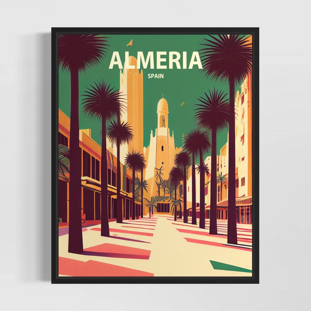 Vintage Minimal Almeria Retro Wall Art Print Illustration