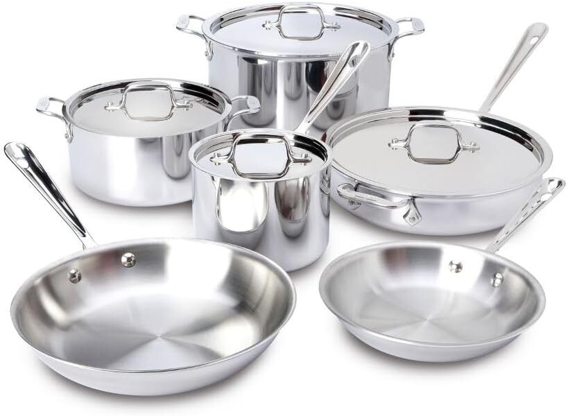 All-Clad Metalcrafters D3 Brushed Stainless Steel 10 Piece Cookware Set
