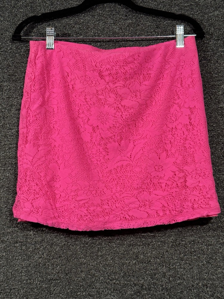 No Boundaries Womens Pink Lace Mini Skirt Size L (11-13)