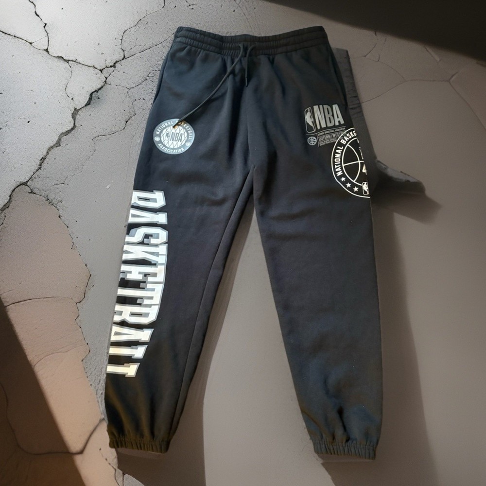 NBA Mens Relaxed Fit Fleece Basketball Joggers Sweatpants Large Black NWOT