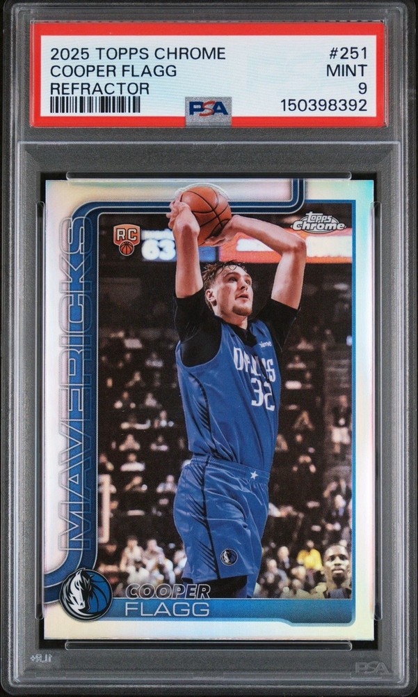 2025 Topps Chrome Cooper Flagg Rookie Refractor #251 Mavericks PSA 9 MINT