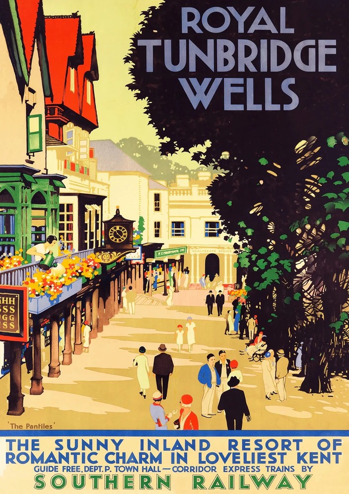 Royal Tunbridge Wells, Kent England British Vintage Travel Poster Print