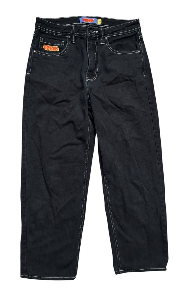 Empyre Jeans Mens Size 28x26 Black Relaxed Fit Baggy Straight Leg Y2K Streetwear
