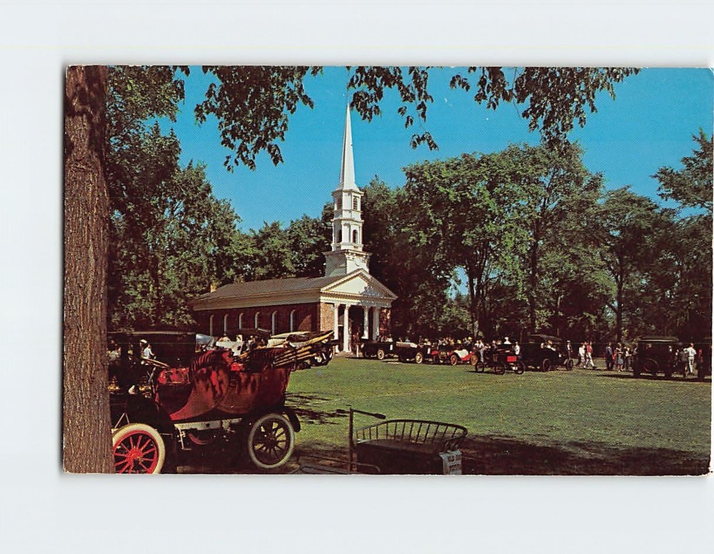 Postcard Martha-Mary Chapel Old Car Festival Greenfield Village Dearborn MI