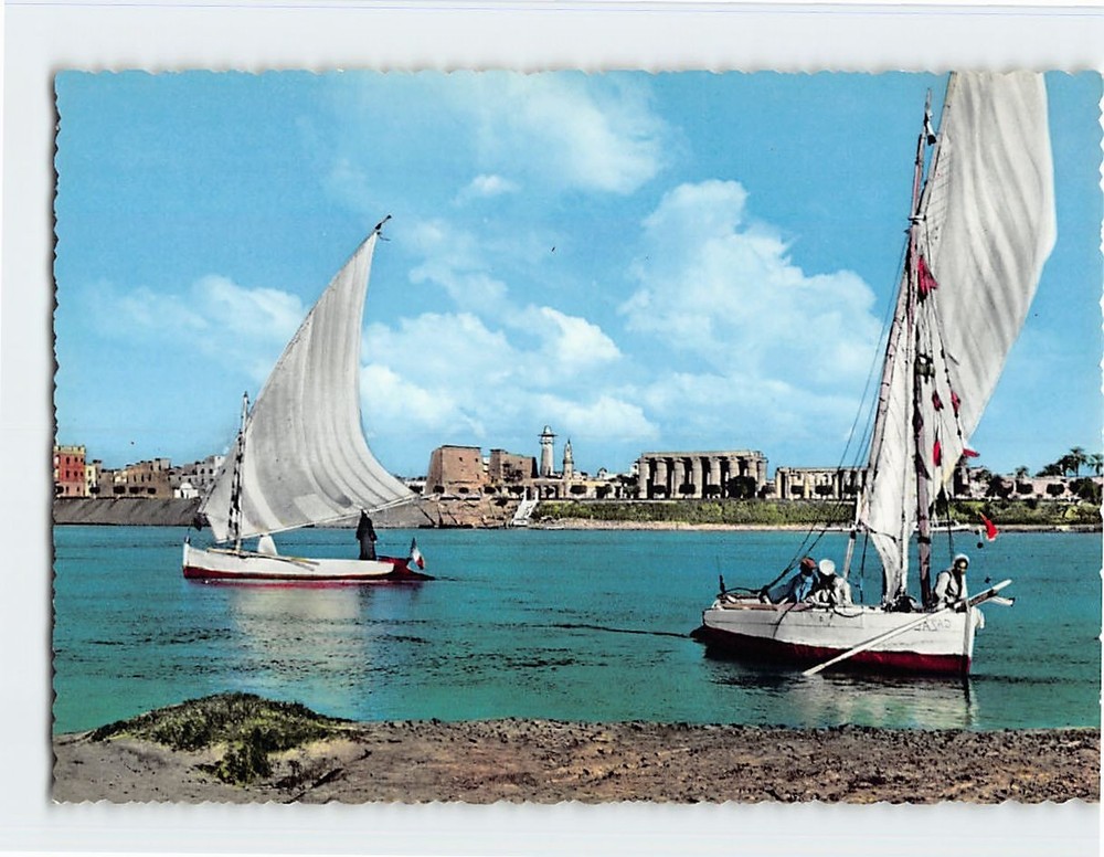 Postcard Amon Temple seen from the Nile Luxor Egypt