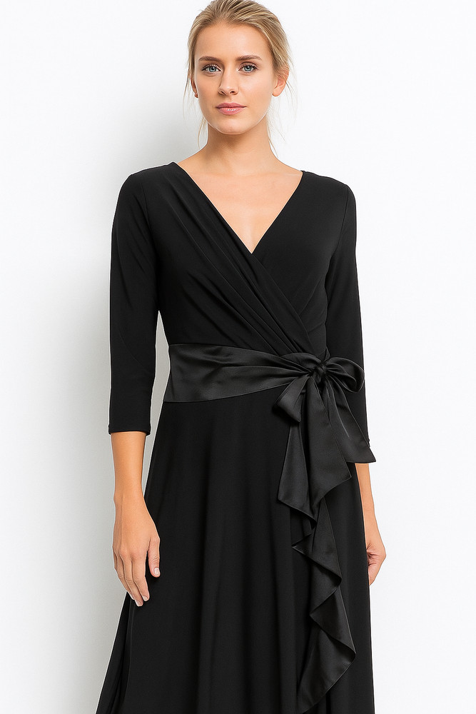 Lauren ralph Lauren wrap dress career wear office black business casual women 12