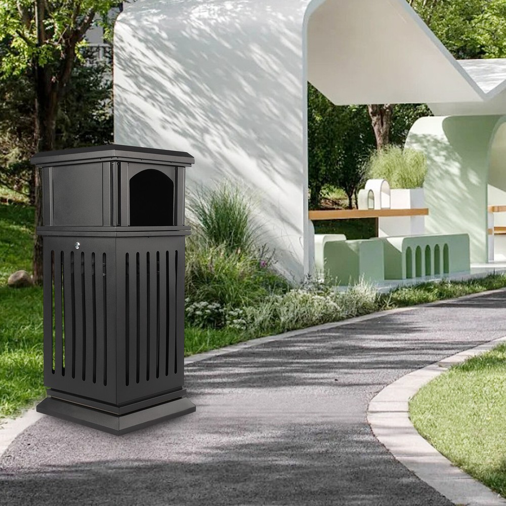 Outdoor Garden Trash Can 8.8 Gallon Garbage Bin Recycling Container With Lid
