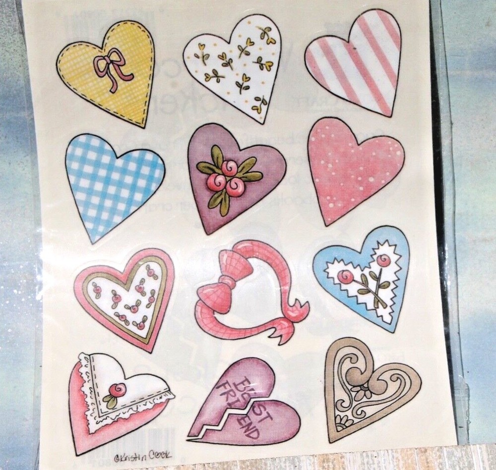 Acid-Free Designer Heart Stickers for Scrapbooking Set of 12 NIP-image