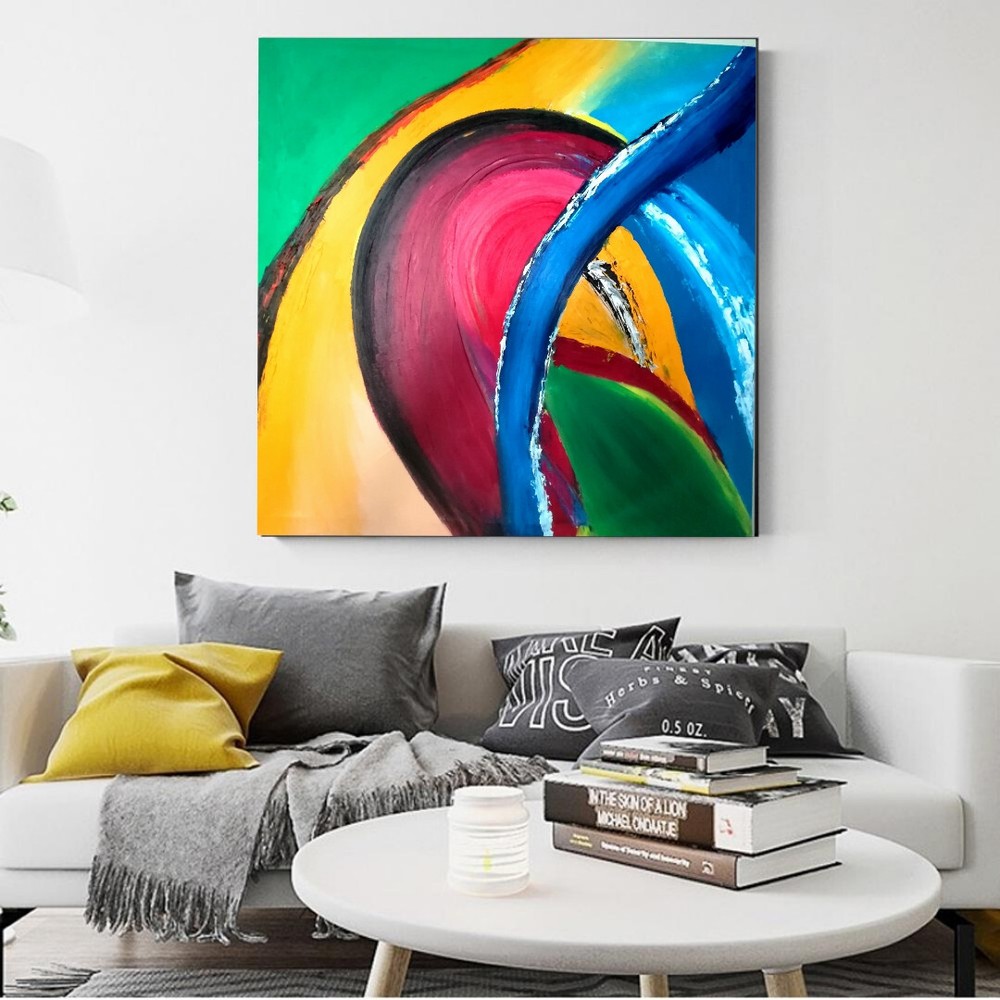 Abstract Art Painting with Acrylic Colours for Drawing room and Living room-image