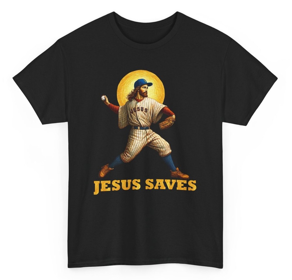 Jesus Saves Christian Faith T-shirt - Sports Vintage Baseball Unisex Graphic Tee