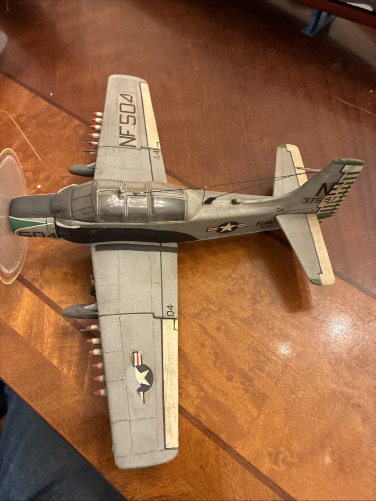 Built Plastic Models Est Scale 1/72 Wing Span 8” Douglas A-1 Skyraider