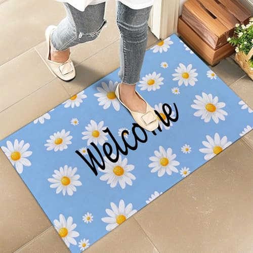 Cute Daisy Welcome Indoor Door Mat – Stylish 17x29.5in Non-Woven Fabric Floor