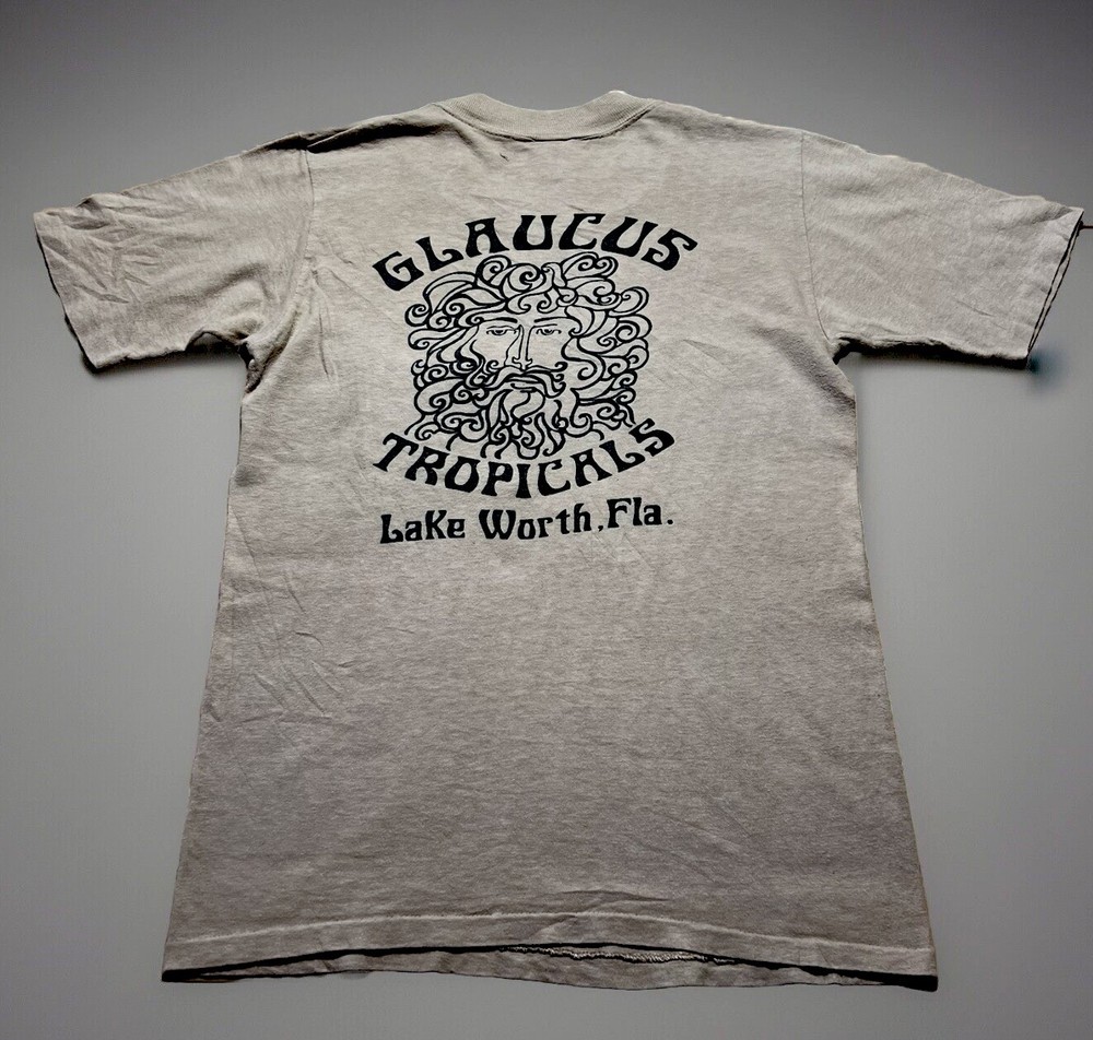 Vintage 70s 80s Glaucus Tropicals Exotic Plant Art Father Time Shirt Size Small