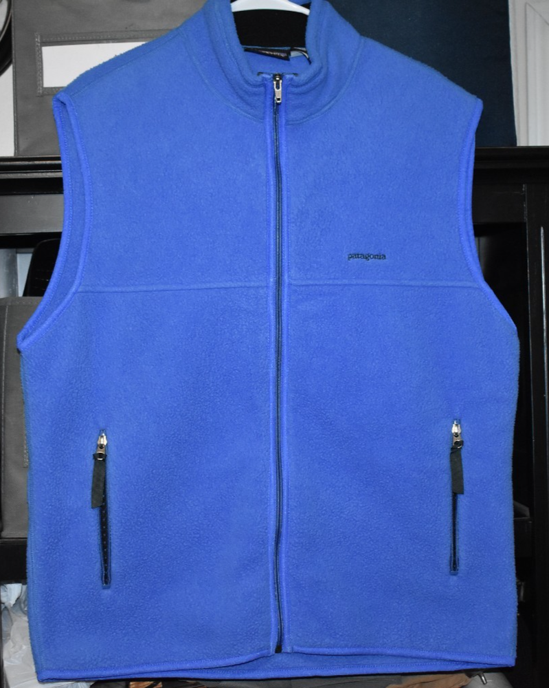 Patagonia Synchilla Vest Men's Large Blue High Neck Full Zip Fleece Vest