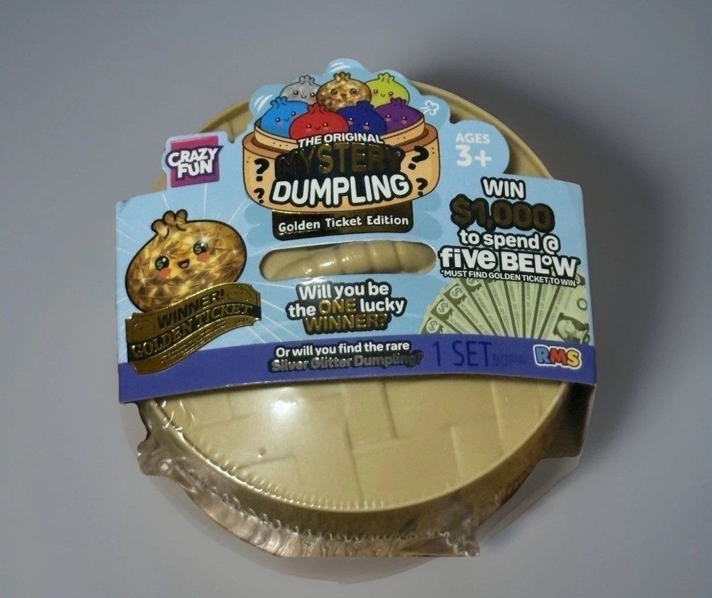 Five Below GOLDEN TICKET Dumpling Squishy RMS - NEW IN HAND SHIPS TODAY