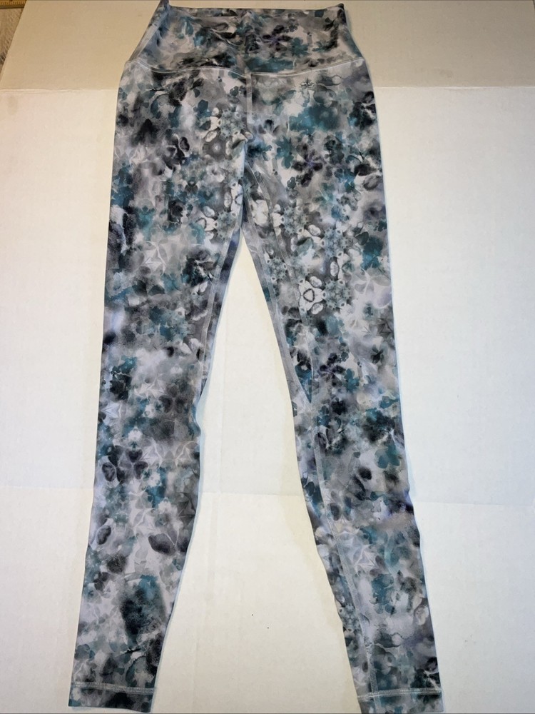 Lululemon Women Align HR Pant 28” LW5DM9S KLFO White/Teal/Gray Print Size 4