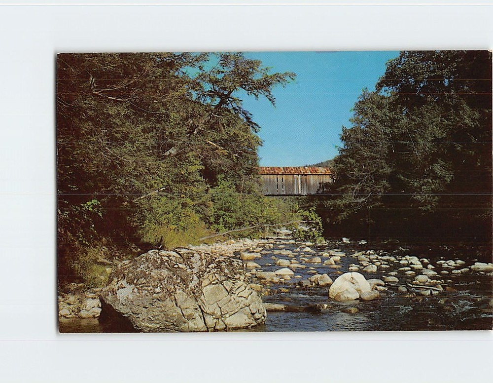 Postcard Old Covered Brown Bridge Cold River Clarendon Vermont USA North America