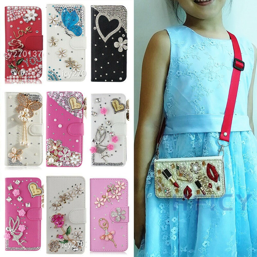 Genuine Leather Flip Wallet Case with Strap for Moto G Play 2023