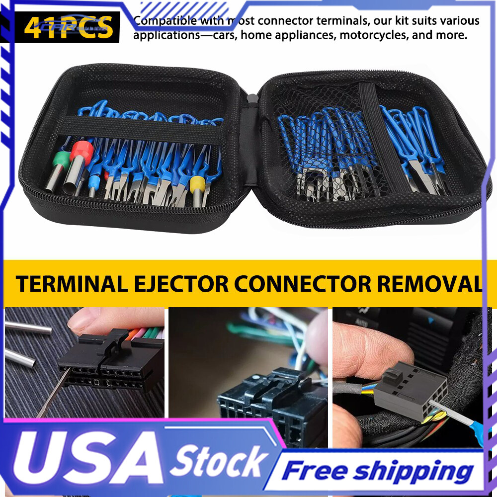 41x Pin Extractor Tool Terminal Connector Ejector Removal Kit w/ Protective Bag