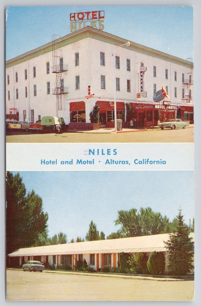 Vintage HOTEL NILES & MOTEL Postcard Alturas California 1971 Posted
