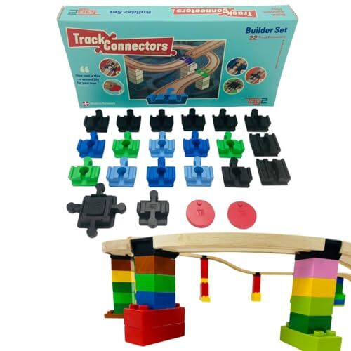 TOY2 Wooden Train Track Accessories - Plastic Track Connectors for Wooden Tra...