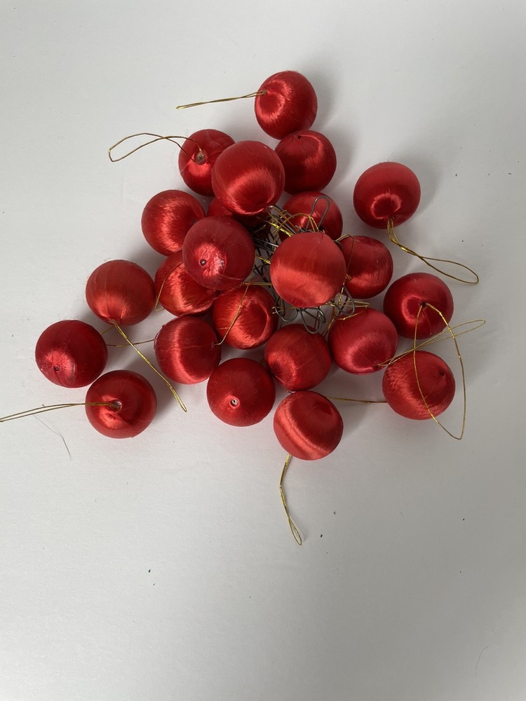 Vintage Lot OF 23 Satin Ball Christmas Tree Ornaments Red Holiday Tradition