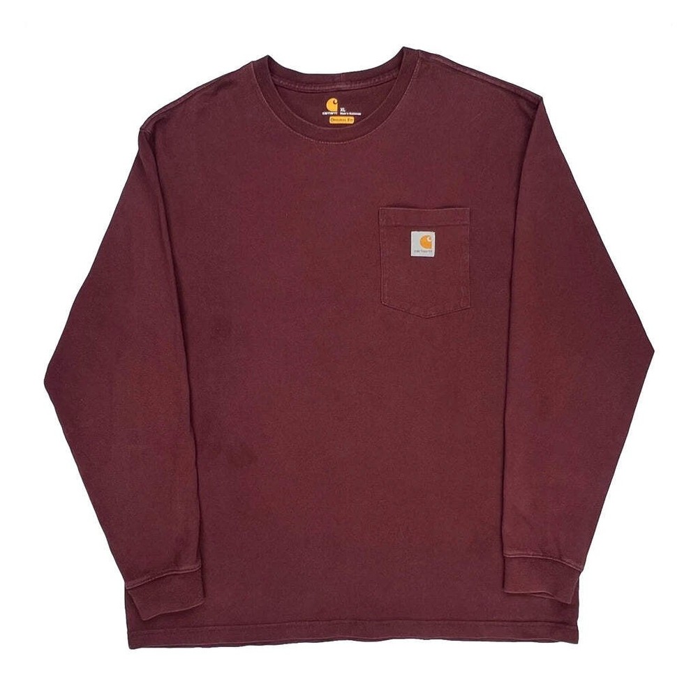 Carhartt Long Sleeve T-Shirt - XL Burgundy Cotton