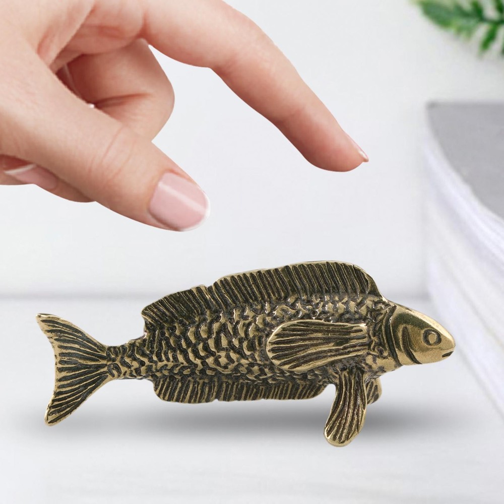 Copper Fish Sculpture Realistic Collection for Bookcase Countertop Office