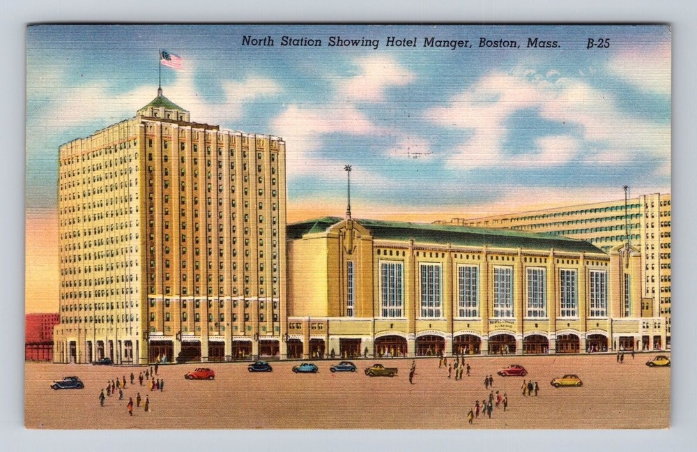 Boston MA-Massachusetts, North Station Hotel Manger, Vintage c1950 Postcard