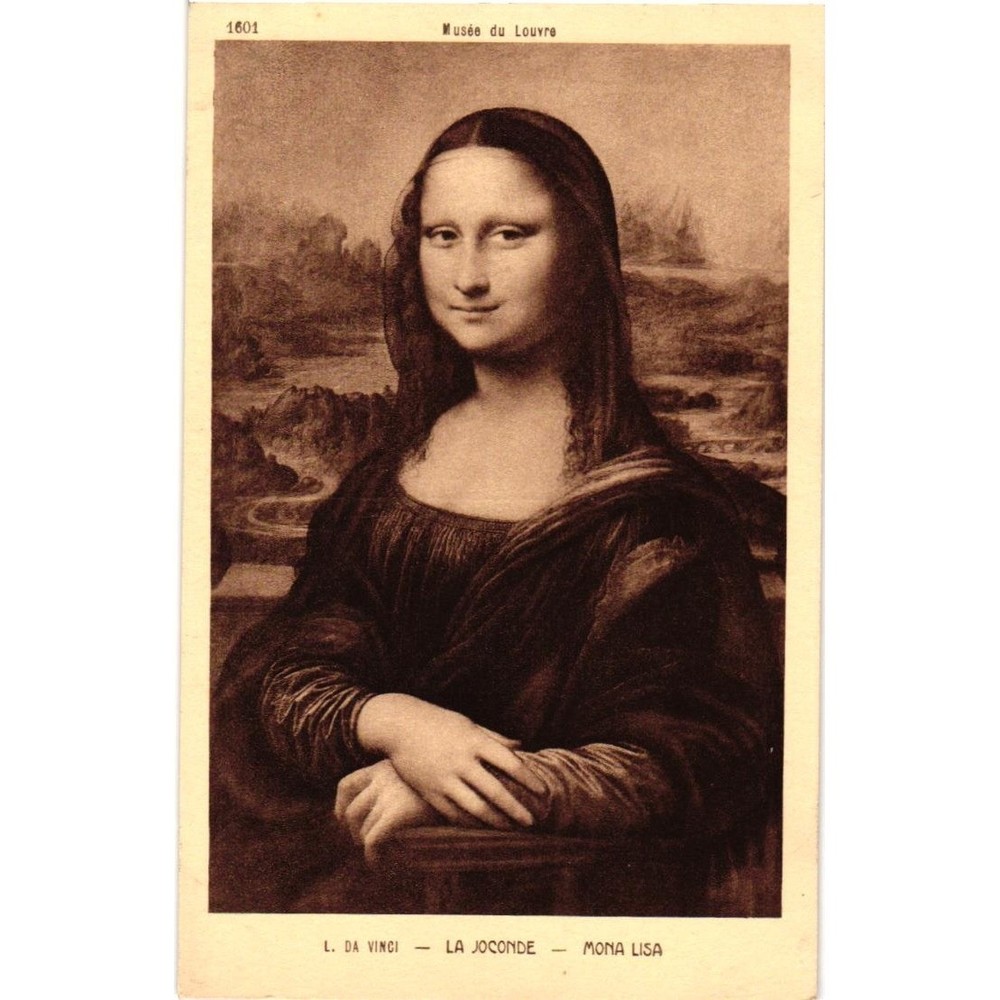 Vintage Mona Lisa Postcard Leonardo da Vinci Louvre Paris Braun & Cie Sepia 1601