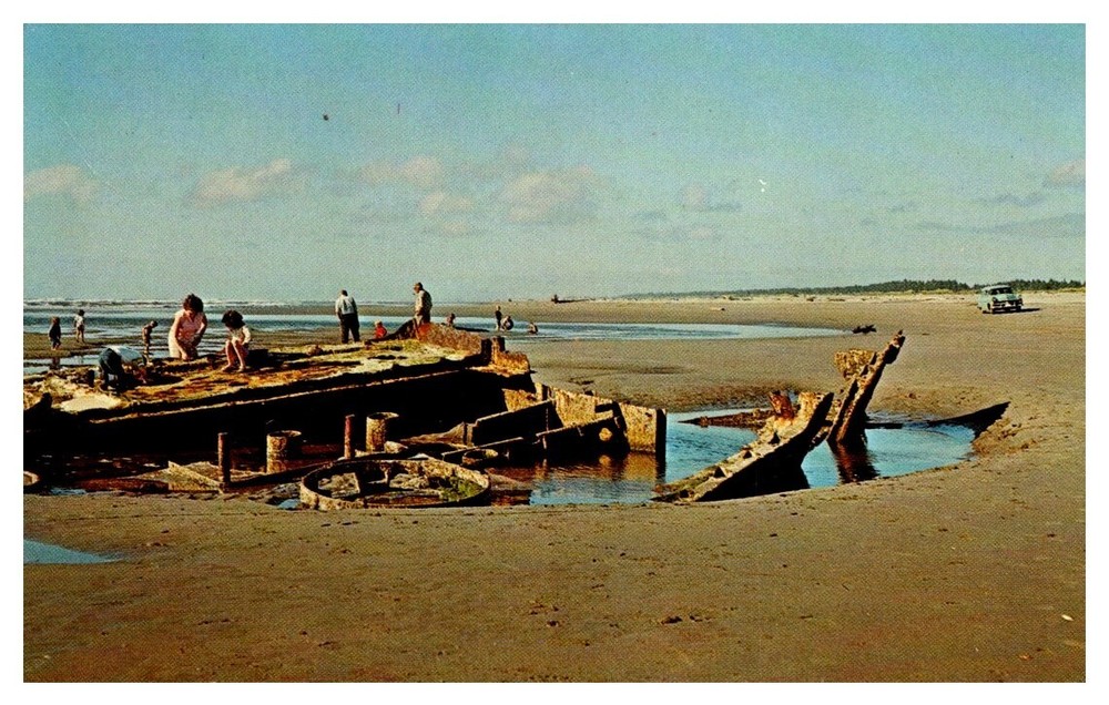 c1960 Wreck of US Navy Ship Intrepid Long Beach Washington Vintage Postcard