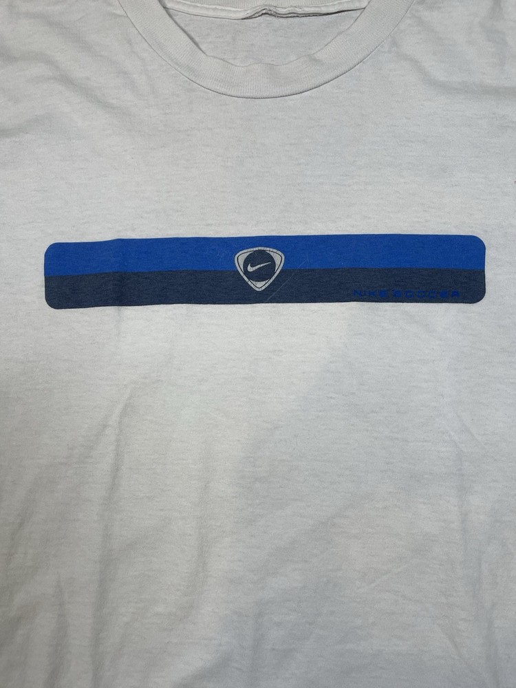 Nike Long Sleeve White Blue Graphic Cotton Men's T-Shirt Crew Neck