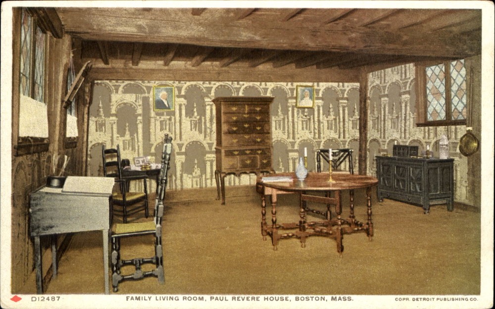 Paul Revere House family living room Boston Massachusetts MA Phostint~1920s