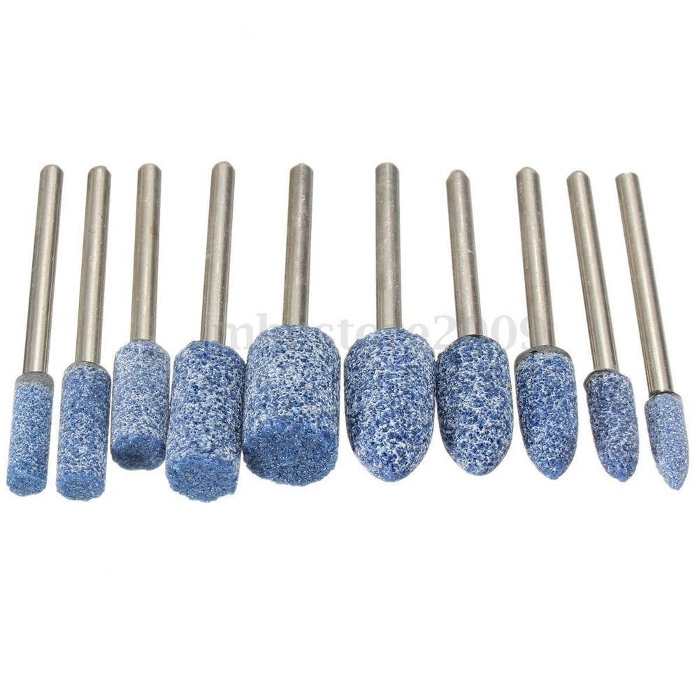 10Pcs Rotary Abrasive Mounted Stone Grinding Wheel Bit 1/8'' Shank For Dremel