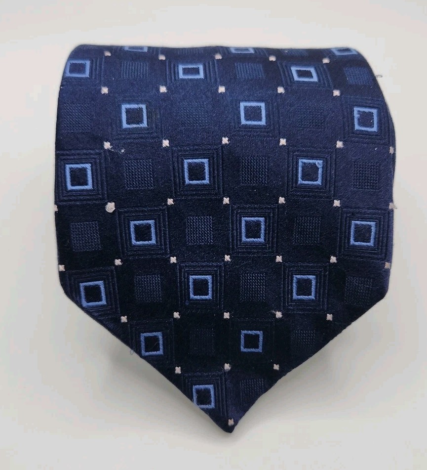 Nordstrom Blue Geometric Tie 100% Silk U.S.A. 60