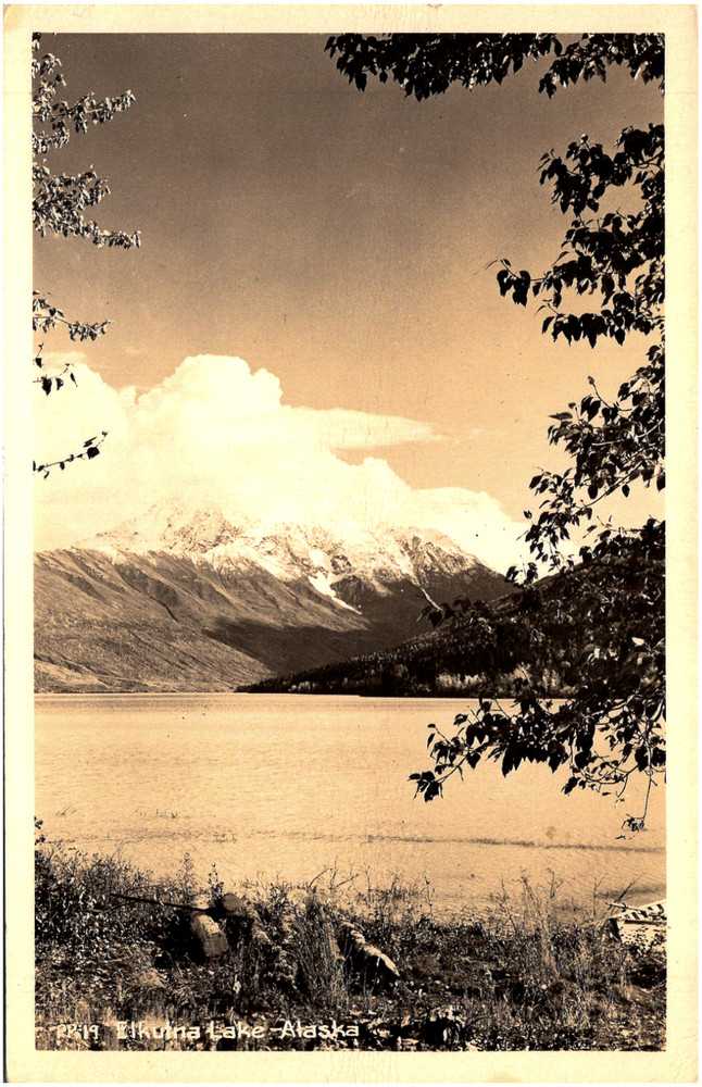 Eklutna Lake & Mountain Anchorage Alaska AK Scenic View 1940s RPPC Postcard