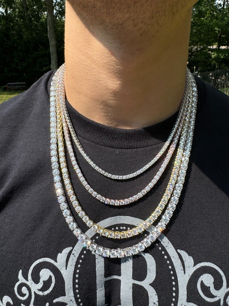 3-5MM 14K Gold/Silver Plated Iced CZ Tennis Chain Hip Hop Necklace