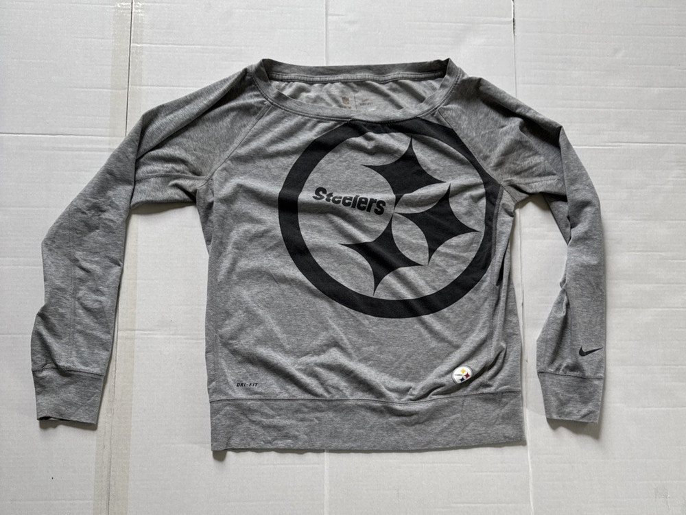 Nike Dri-Fit Pittsburgh Steelers Shirt Gray Women’s Medium NFL Football Casual