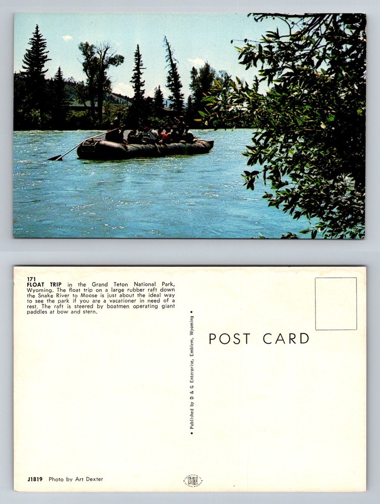 Grand Teton NP WY-Wyoming, Float Trip Snake River Rafting Scene Vintage Postcard