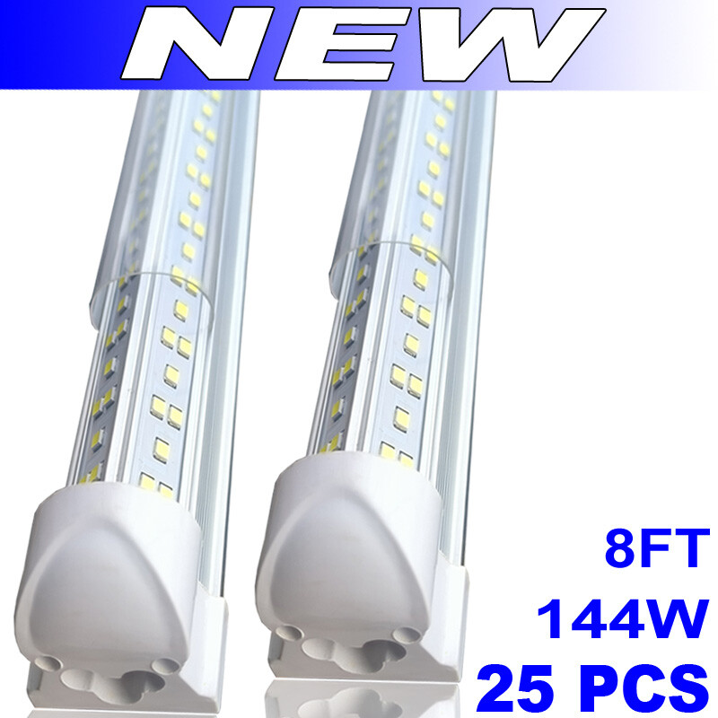 25PCS T8 8 FT LED Shop Light Fixture 144W 8ft LED Shop Lights 6500K 18000LM Bulb