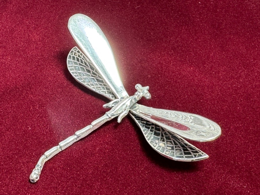 Vintage Sterling Silver 925 Dragonfly Brooch Pin CIL Mexico MCM Mid Century 17g