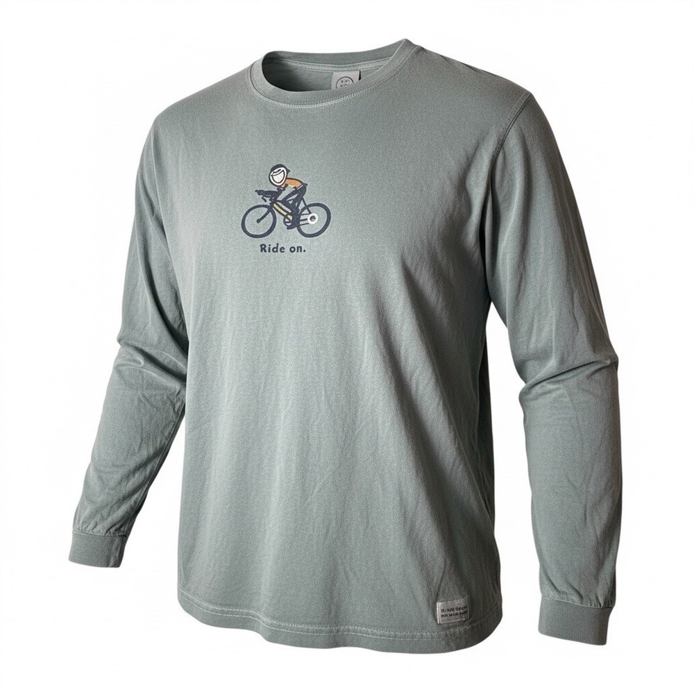 Life Is Good T-Shirt Mens M Medium Blue Long Sleeve Ride On Activewear