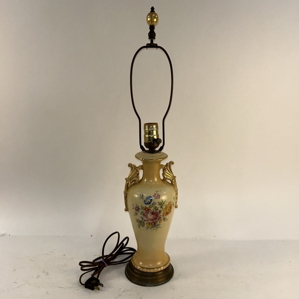 Vintage Ceramic Urn Style Table Lamp Floral Design