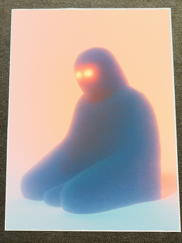 Abstract Dark Fantasy Hooded Figure with Glowing Eyes Wall Art Poster 18x24 Inches-image