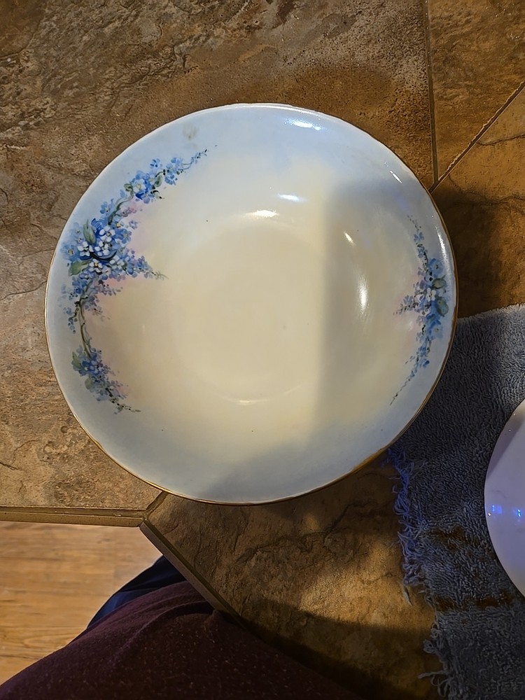 Vintage Hand Painted Ceramic Serving Bowl