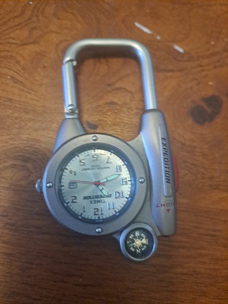 Vintage Timex Expedition Carabiner Watch Compass And FlashLight Camping Outdoor