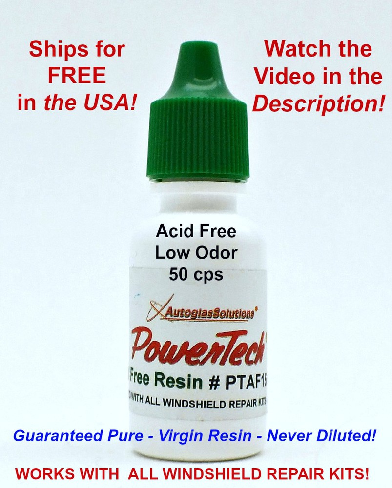 PowerTech Acid Free Auto Glass Windshield Chip Crack UV Repair Resin .5 oz 15 ml-image