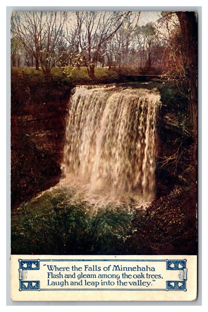 Minneapolis, Minnesota, Minnehaha Falls, Longfellow Poem, Divided Back Postcard